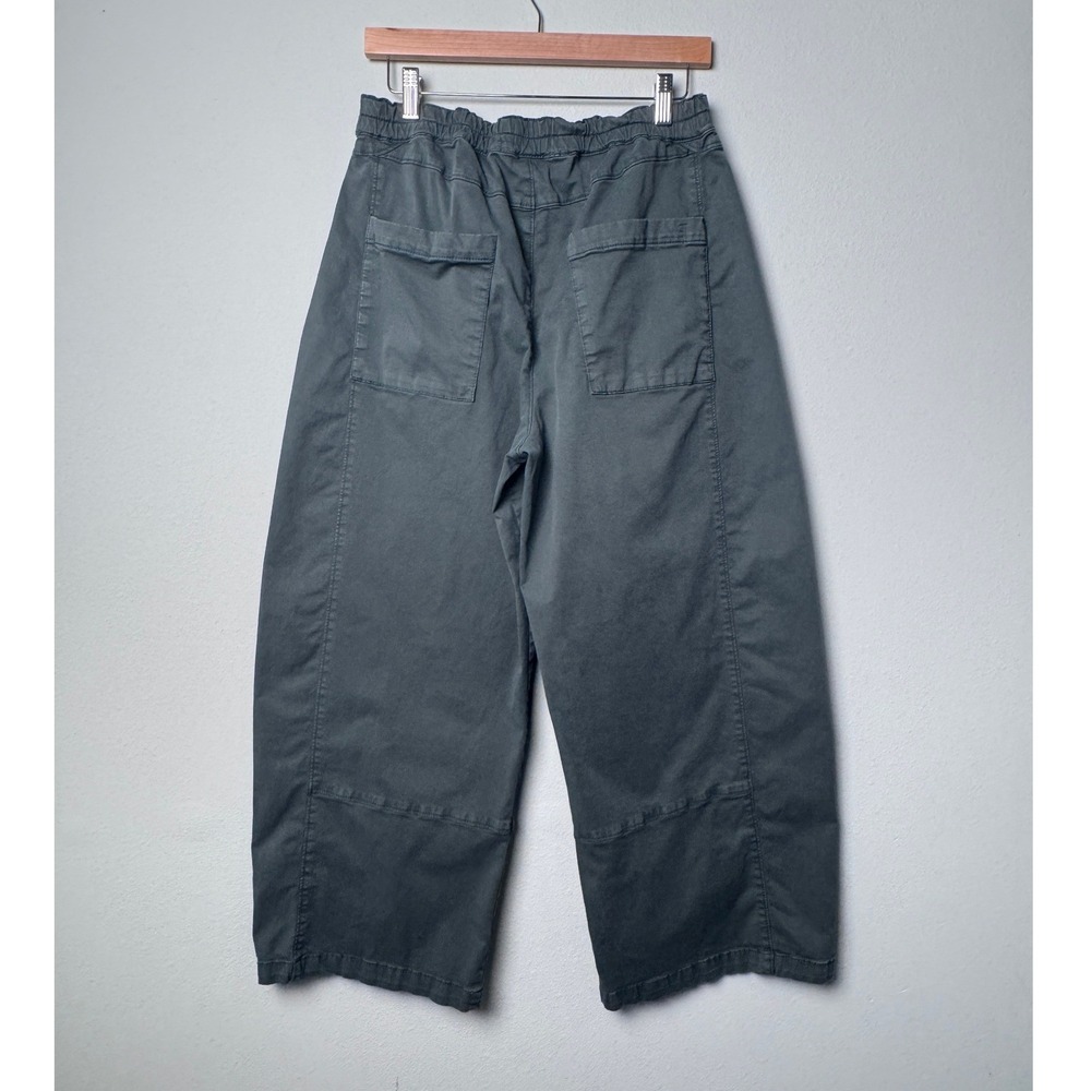 Anthropologie Pilcro The Izzie Relaxed Barrel Pants Pull On Twill Green Medium - Picture 6 of 11